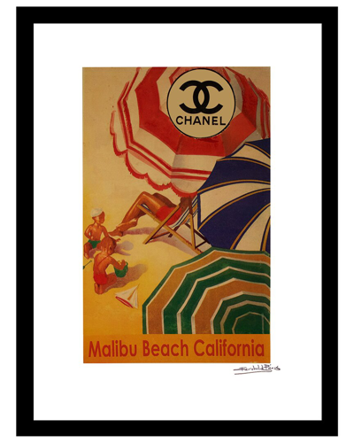 Fairchild Paris Chanel Vintage Beach Umbrellas Framed Print Wall Art In Black