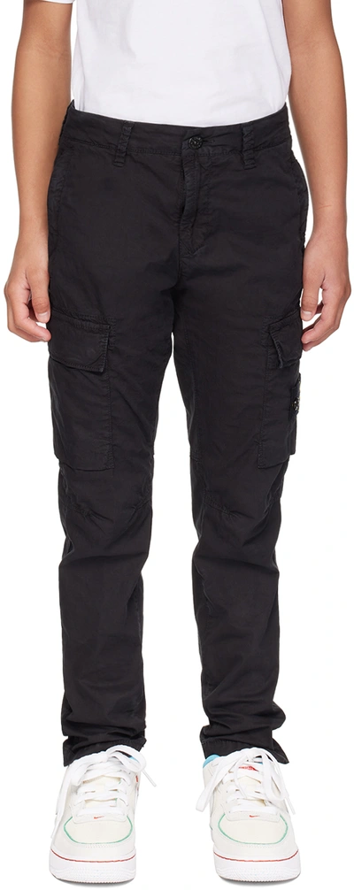 Stone Island Junior Kids Black Patch Trousers In V0129 - Black
