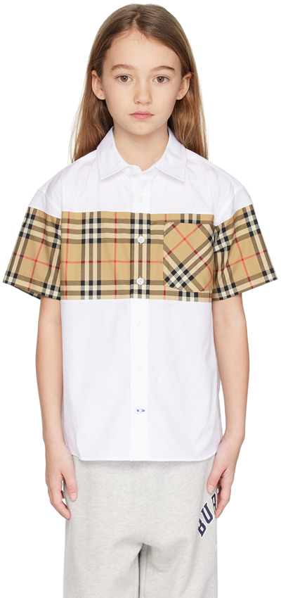 Burberry Kids White Check Panel Shirt