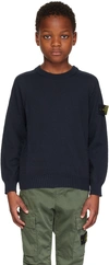 Stone Island Blue Sweatshirt For Boy With Iconic Compass In V0020 - Navy Blue