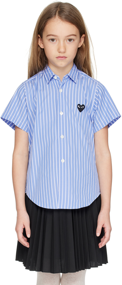 Comme Des Garçons Play Kids Blue Striped Shirt In 1-blue