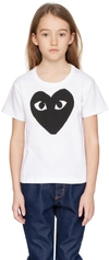 Comme Des Garçons Play White T-shirt For Kids With Logo In 1-white/black