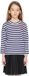 Comme Des Garçons Play Logo-patch Striped T-shirt In 1-navy/white