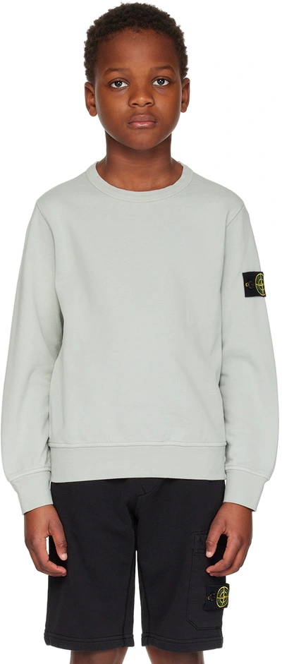 Stone Island Junior Kids Green Garment-dyed Sweatshirt In V0061 - Pearl Grey