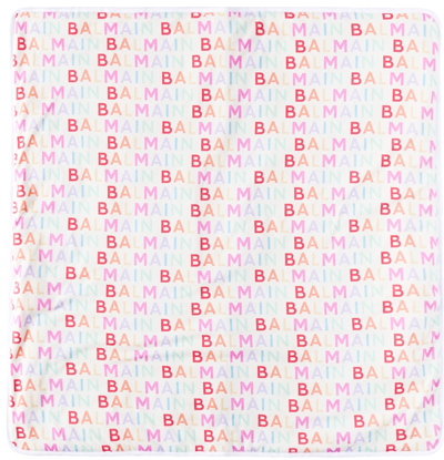 Balmain Baby White Logo Blanket In 999 Multicolor