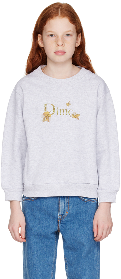 Dime Kids Grey Leafy Sweatshirt In Ash