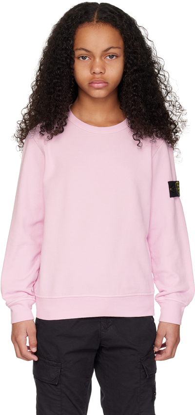 Stone Island Junior Kids Pink Garment-dyed Sweatshirt In V0080 - Pink