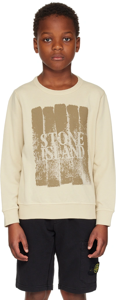 Stone Island Kids Beige Printed Sweatshirt In V0091 -natural Beige