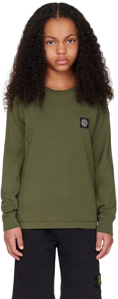 Stone Island Junior Kids Khaki 20447 Long Sleeve T-shirt In V0058 - Olive