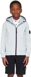 Stone Island Kids Blue Patch Jacket In V0041 - Sky Blue