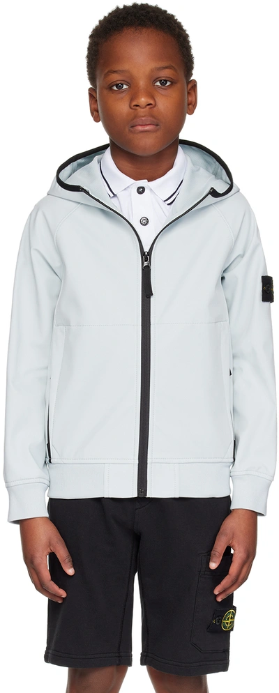 Stone Island Kids Blue Patch Jacket In Azzurro