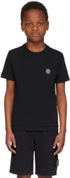 Stone Island Junior Compass-patch Cotton T-shirt In V0029 Black