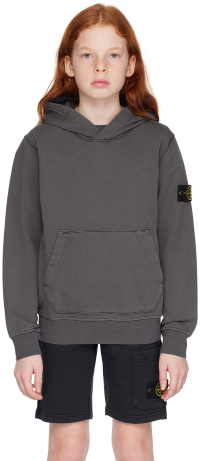 Stone Island Junior Kids Grey Patch Hoodie In V0063 - Blue Grey