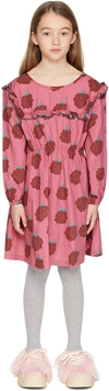 Tinycottons Kids Pink Raspberries Sailor Frills Dress In Aw23-172