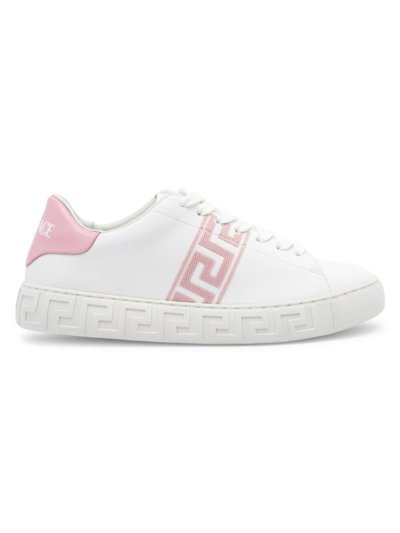 Versace La Greca Bicolor Low-top Sneakers In White Pink