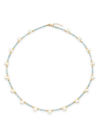 Jia Jia Women's Arizona 14k Yellow Gold, Aquamarine & Natural Pearl Beaded Necklace In Aquamarine Pearl