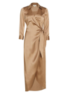 L Agence Kadi Wrap Silk Maxi Dress In Dark Cappuccino