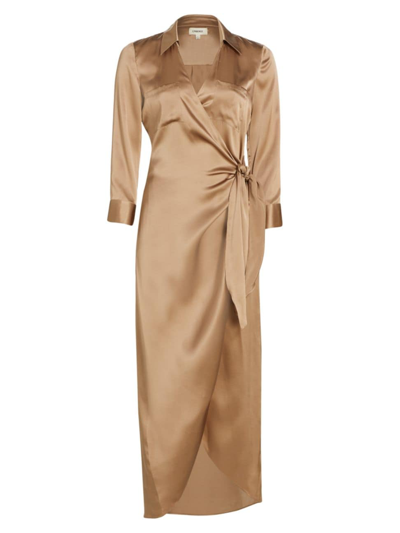 L Agence Kadi Wrap Silk Maxi Dress In Dark Cappucino