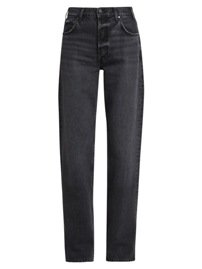 Anine Bing Roy Straight Leg Jeans In Washed Black In Shadow Grey