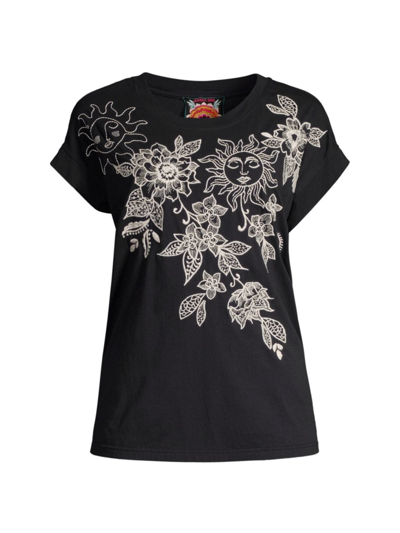 Johnny Was Women's Addison Embroidered T-shirt In Black