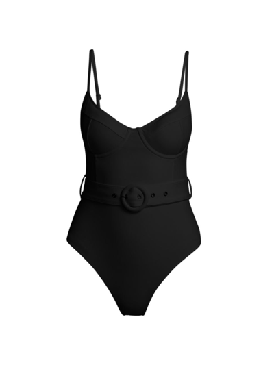 Simkhai Noa Belted Bustier One Piece Swimsuit In Black