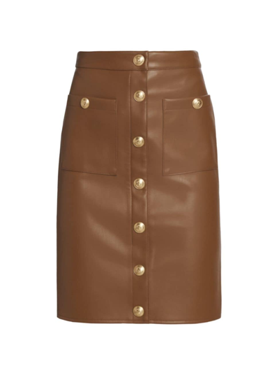 L Agence Amira Faux Leather Pencil Skirt In Smoky Quartz