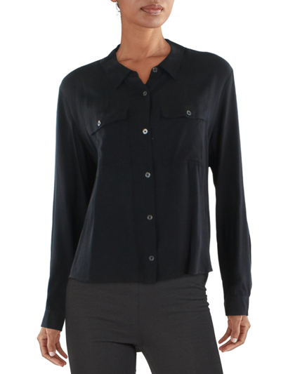 Dkny Jeans Womens Printed Hearts Button-down Top In Black