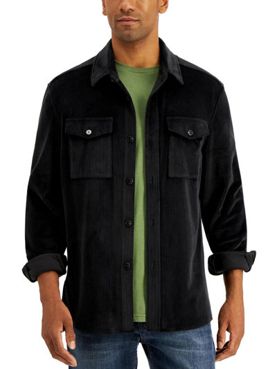 Alfani Mens Corduroy Lightweight Shirt Jacket In Black