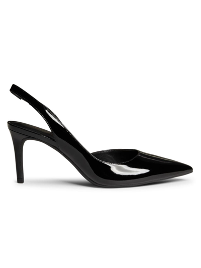 Michael Michael Kors Alina Flex Sling Womens Padded Insole Patent Leather Slingback Heels In Black