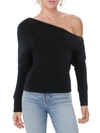 LINE & DOT BLAIR WOMENS RIBBED ONE SHOULDER PULLOVER SWEATER