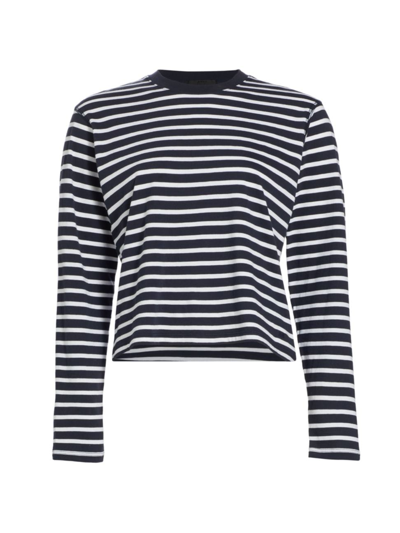 Atm Anthony Thomas Melillo Cotton Striped Top In Navy White Stripe