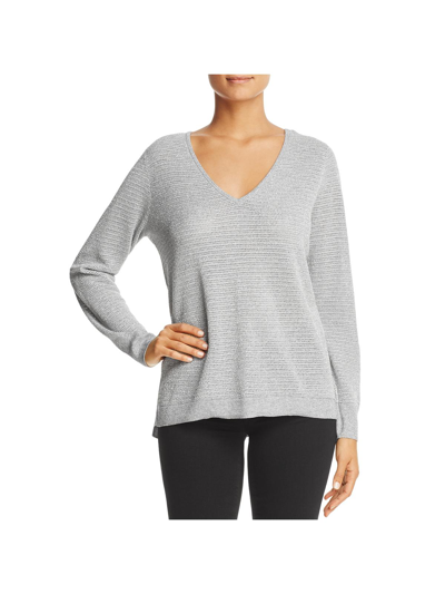 Nydj Womens Lurex V Neck Sweater In Grey