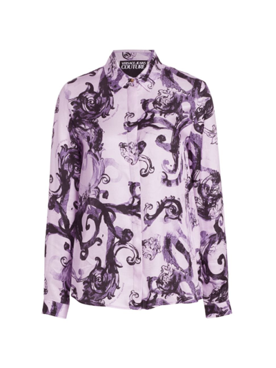 Versace Jeans Couture Filigree-print Shirt In Purple