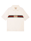 Gucci Childrens Cotton Polo Top With Web In Bianco
