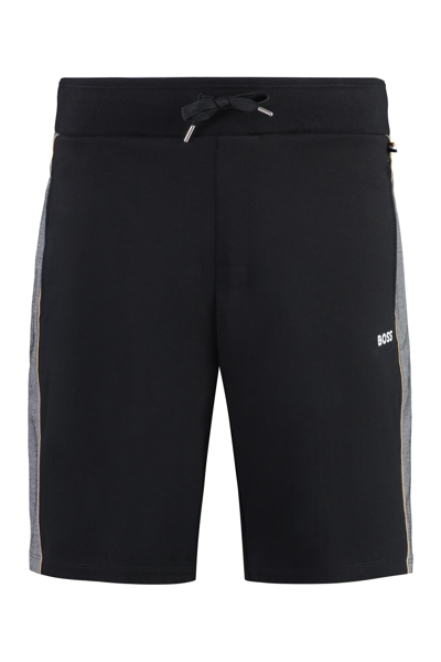 Hugo Boss Cotton Bermuda Shorts In Black