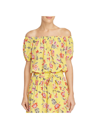 Joie Derfuta Womens Silk Floral Crop Top In Yellow