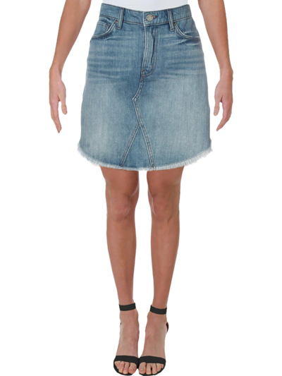 William Rast Joey Womens Denim Frayed Hem Mini Skirt In Blue