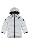Andy & Evan Kids' Galactic Reversible Hodded Puffer Jacket In Galaxy White