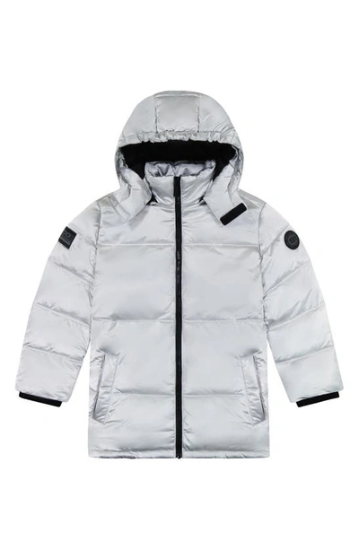 Andy & Evan Kids' Galactic Reversible Hodded Puffer Jacket In Galaxy White