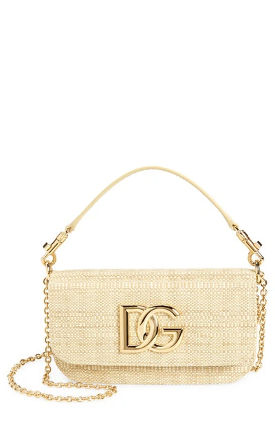 Dolce & Gabbana 3.5 Logo Flap Raffia Top-handle Bag In Sand/ Sand