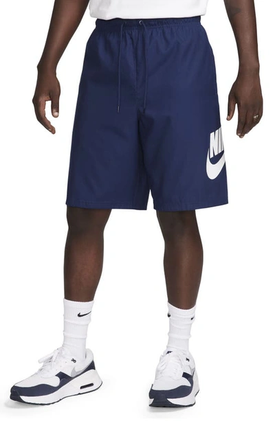 Nike Men's Club Woven Shorts In Midnight Navy/white