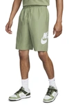 Nike Men's Retro Grid Woven Shorts In Galactic Jade In Oil Green/white
