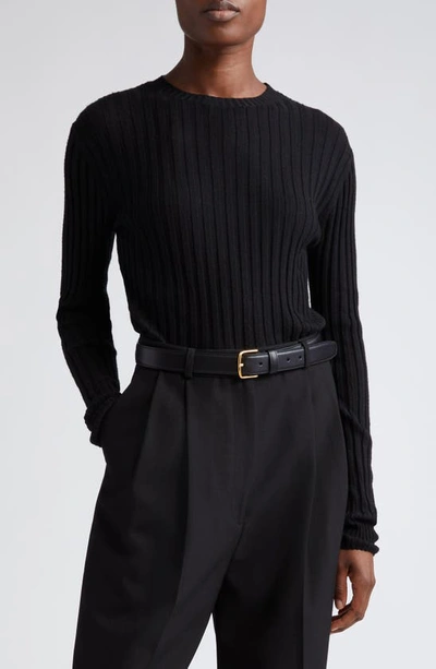 Totême Merino Wool Blend Rib Sweater In Black