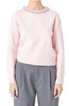 ENDLESS ROSE EMBELLISHED CREWNECK SWEATER