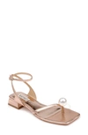 Badgley Mischka Lola Metallic Pearly Ankle-strap Sandals In Champagne
