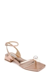 Badgley Mischka Lola Metallic Pearly Ankle-strap Sandals In Champagne Metallic