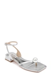 Badgley Mischka Lola Metallic Pearly Ankle-strap Sandals In Silver