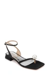 Badgley Mischka Lola Ankle Strap Sandal In Black Satin