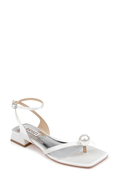 Badgley Mischka Lola Metallic Pearly Ankle-strap Sandals In Gold