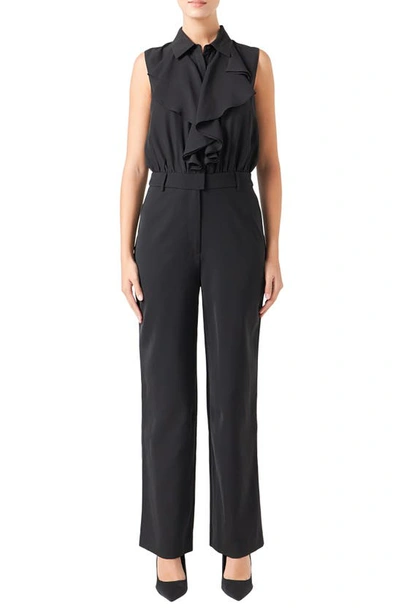 Endless Rose Ruffle Sleeveless Jumpsuit In Black